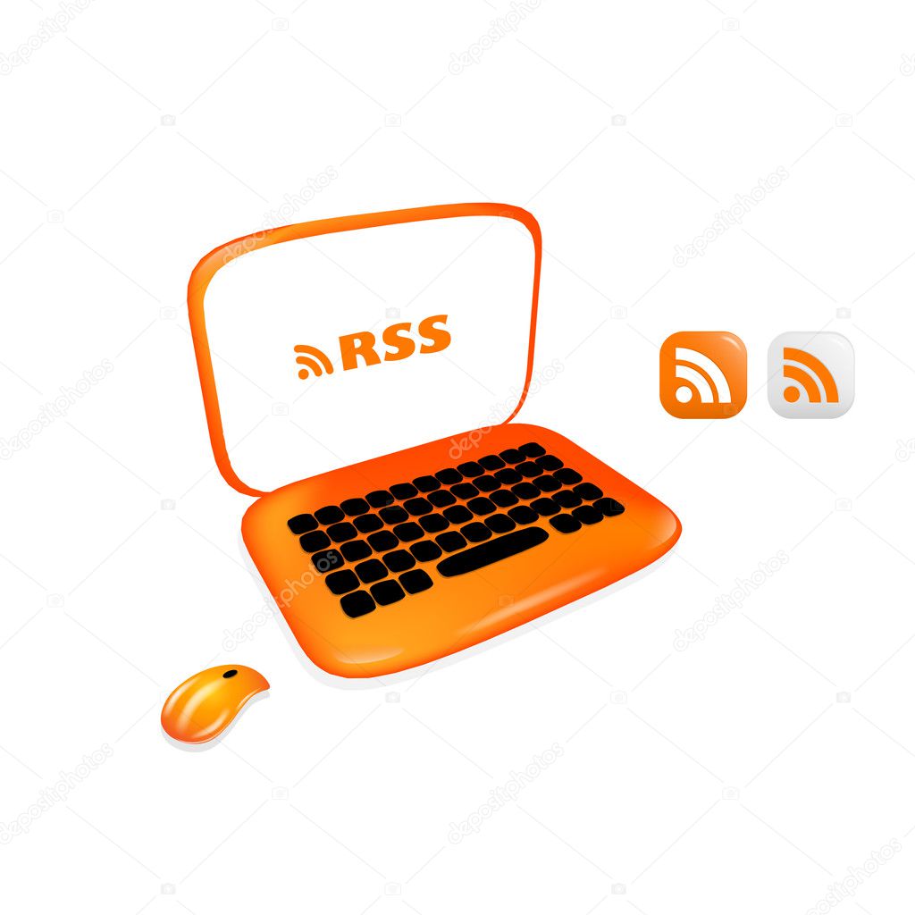 RSS icons and computer illustration