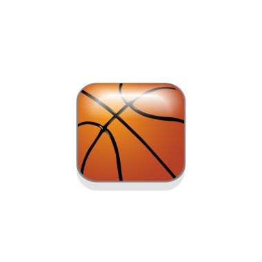 Square sport ball icon- basketball clipart