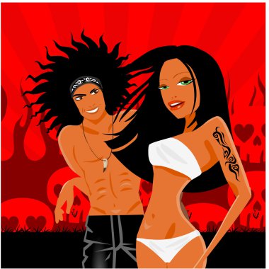 Yong love couple in party clipart