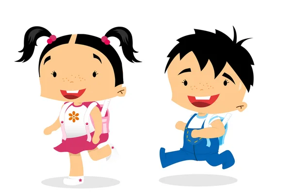 First graders - School Girl and Boy — Stock Vector