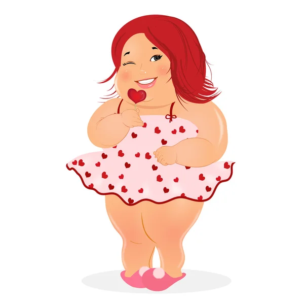 Aranyos kövér lány — Stock Vector