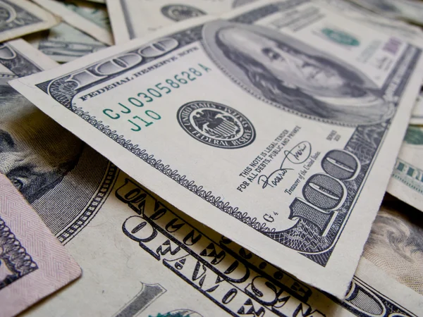 One hundred dollar bill close up. 2 — Stock Photo, Image