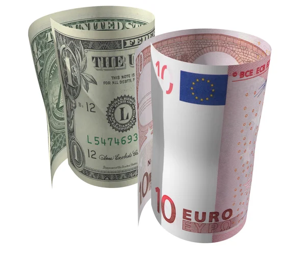 Dólar e Euro 2 — Fotografia de Stock