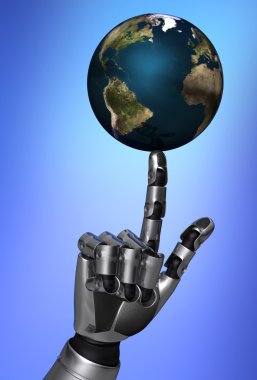 Robot arm and earth clipart