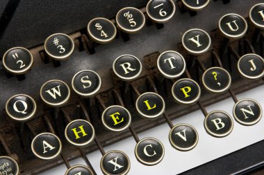 Old typewriter help clipart