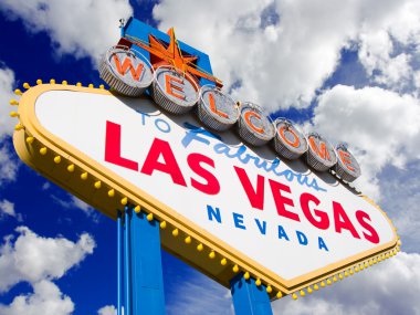 Welcome to Las Vegas, clouds background. clipart