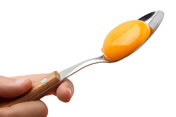 Egg on spoon 2 — Stock Photo, Image