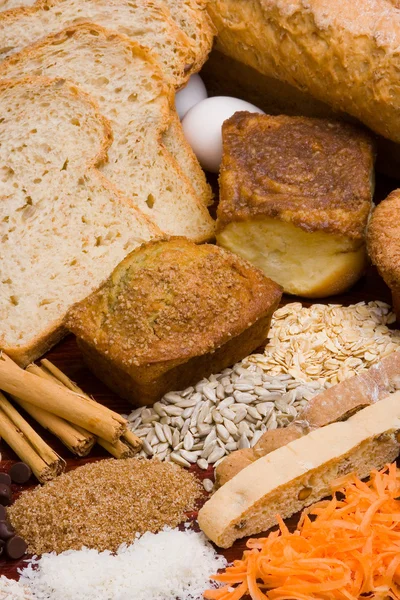 Bread ingredients vertical 2 — Stock Photo, Image