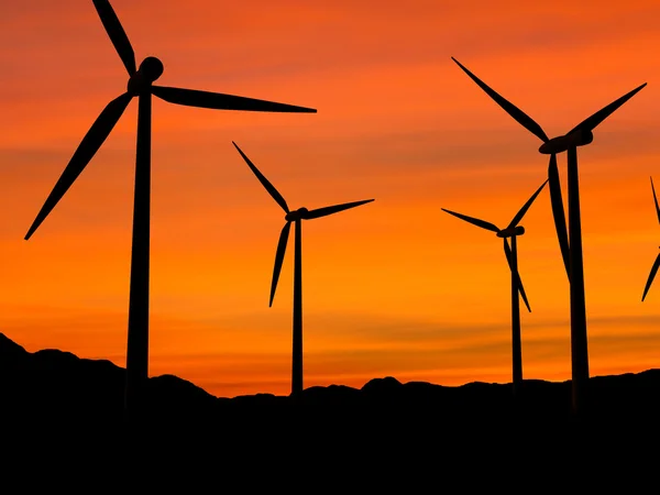 Windturbines in zonsondergang 1 — Stockfoto