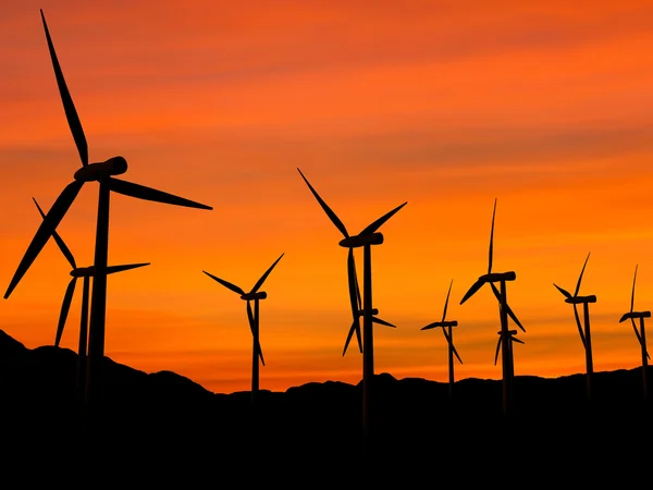 Turbinas de viento en la puesta de sol 2 — Stockfoto