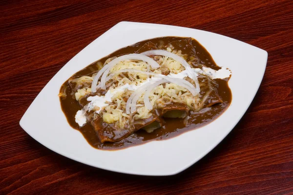 Mole enchiladas Stock Photo