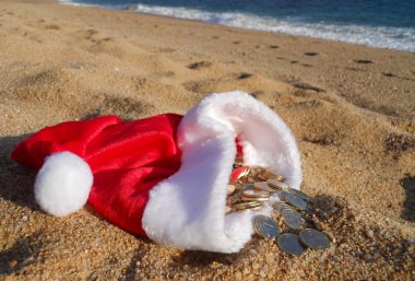 Christmas treasure on the beach clipart