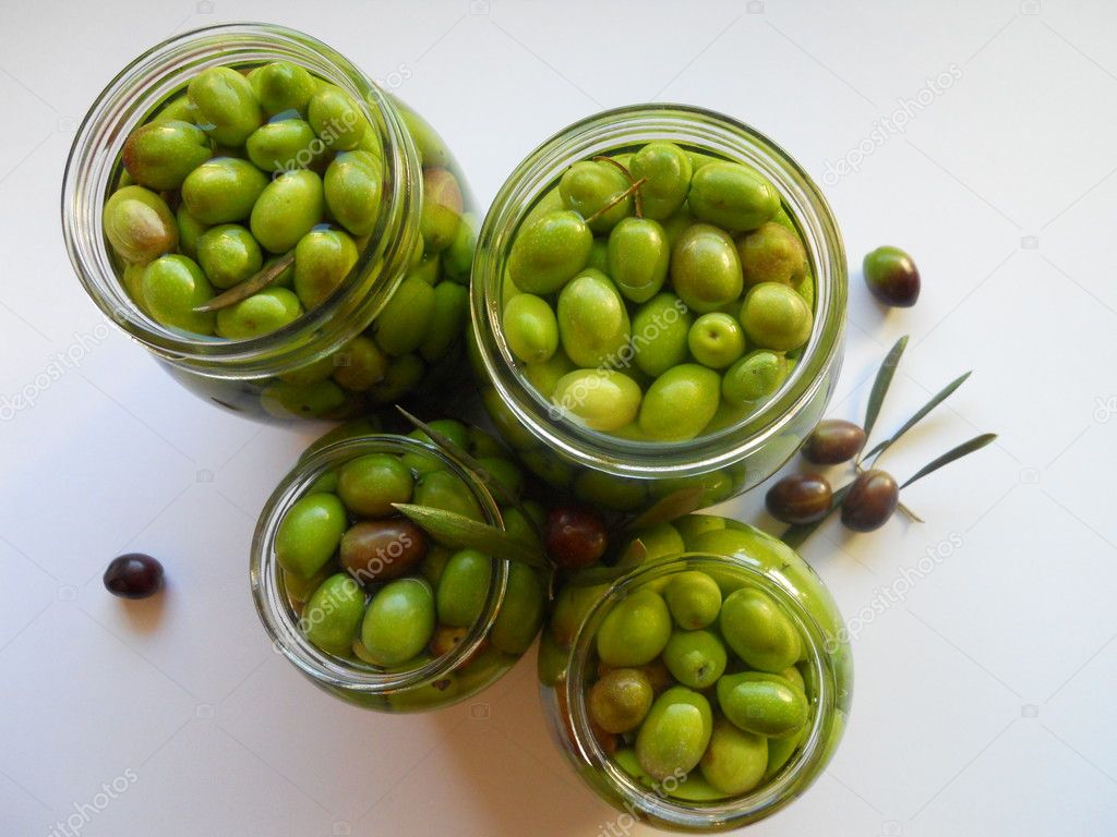 Olives in jars