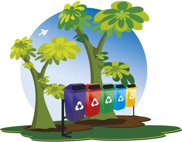 Garbage collector voor recycling. — Stockvector