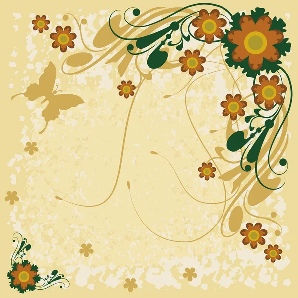 花朵、 蝴蝶和饰品 — 图库矢量图片