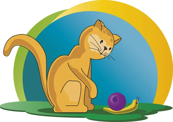 Cat with snail — Stock Vector