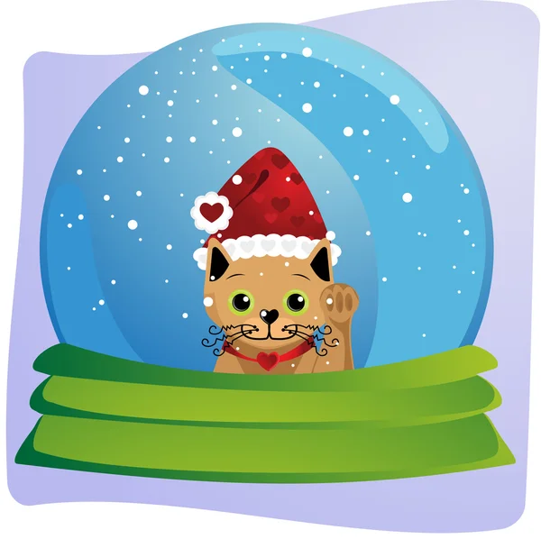 Кошеня в Різдво глобус — стоковий вектор