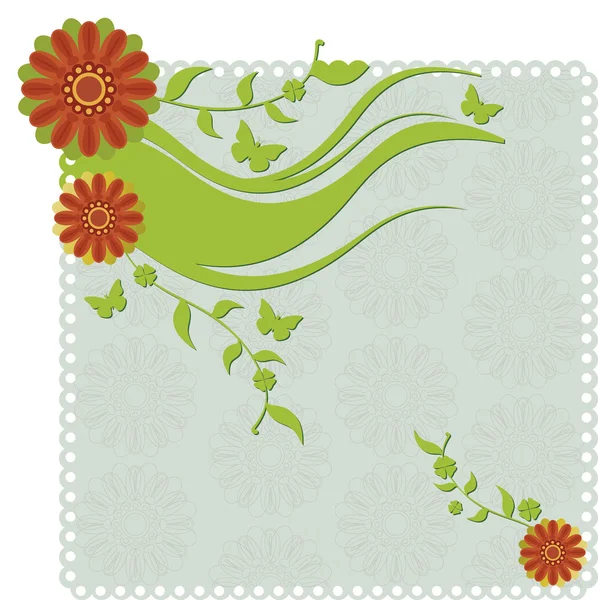 Invitación de papel con flores . — Vector de stock