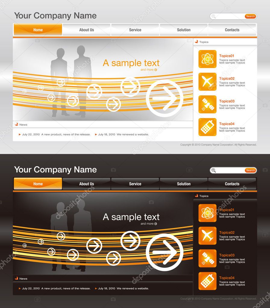 Web site design template, vector