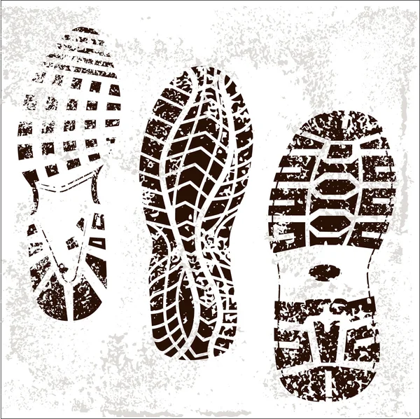 Grunge Shoe Tracks Trio — Stockvektor