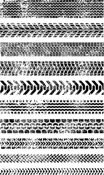 Коллекция из десяти высококачественных треков Grunge Tire — стоковый вектор