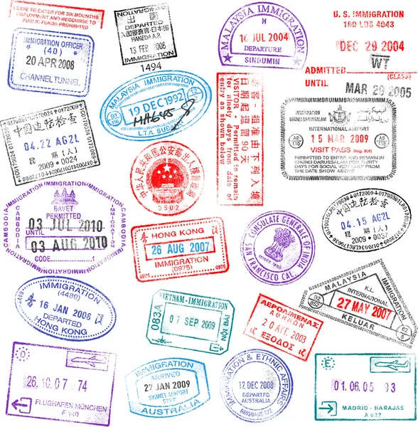 Carimbos de passaporte — Vetor de Stock