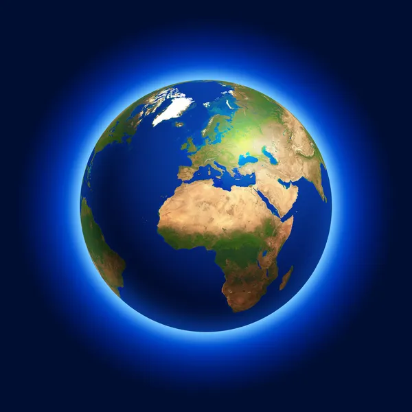 Earth globe gecentreerd op Europa — Stockfoto