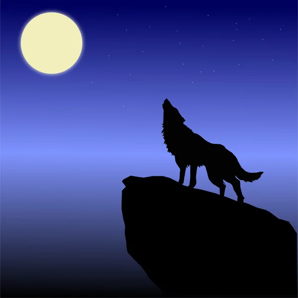 O lobo uiva na lua — Fotografia de Stock
