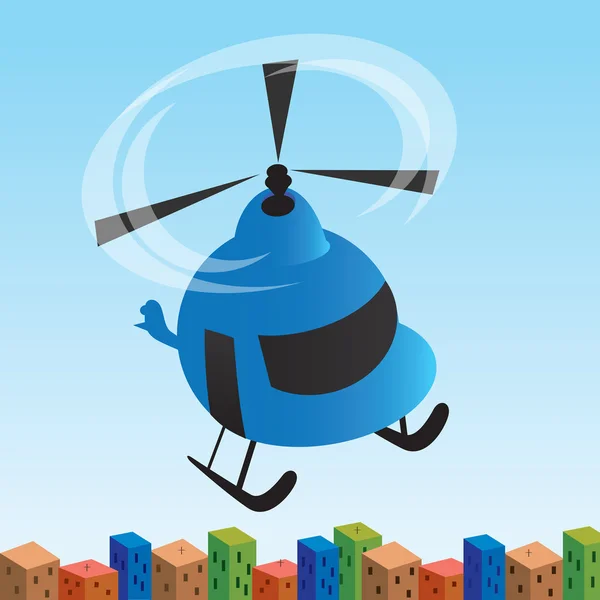 O helicóptero voando sobre uma cidade — Vetor de Stock