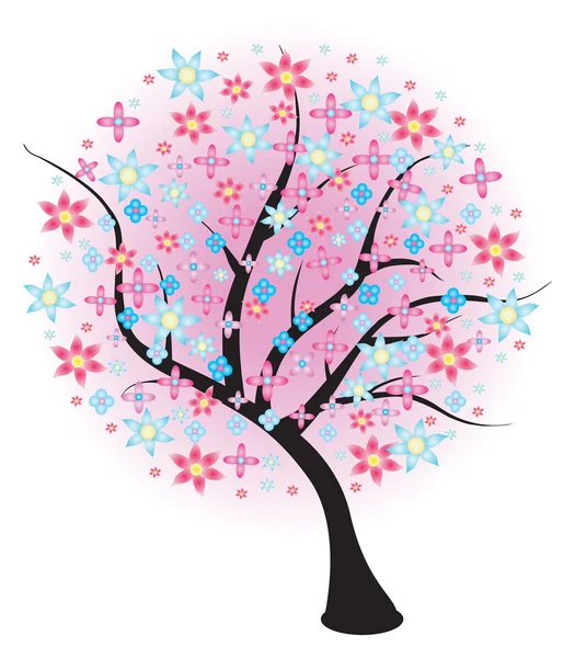 ต้นไม้ฤดูใบไม้ผลิที่ดอกไม้บาน — ภาพเวกเตอร์สต็อก