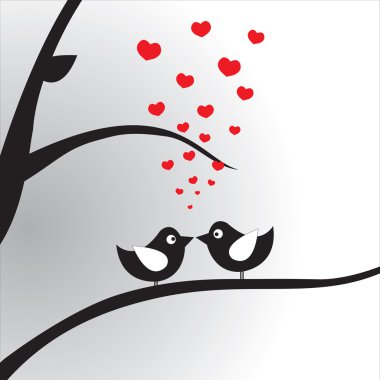 Birds in love on the branch clipart