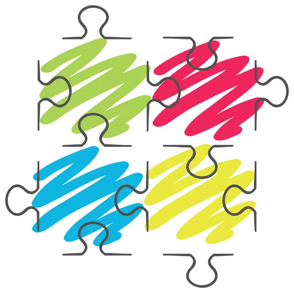 Puzzle colorido aislado de fondo blanco — Vector de stock
