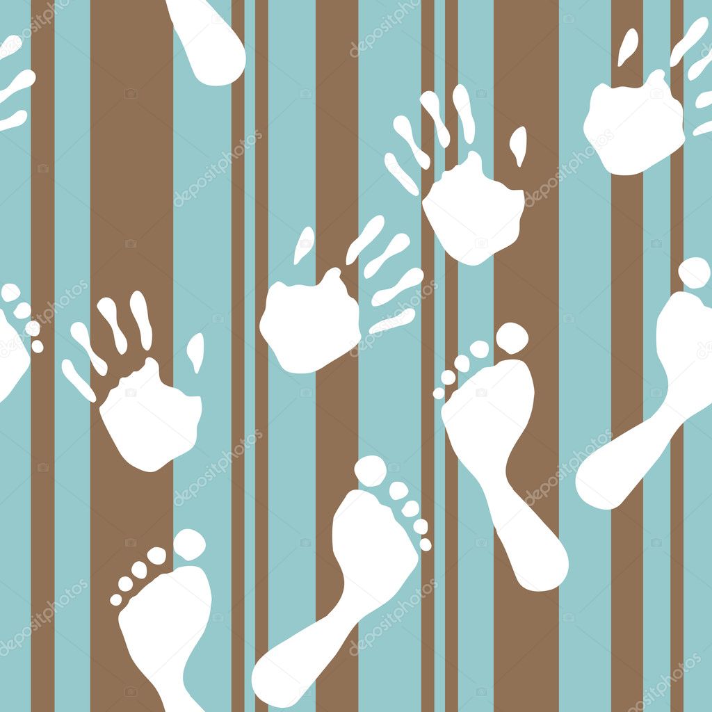 Seamless pattern - imprint hands and foots