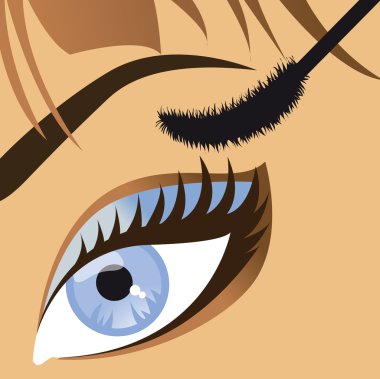 Beauty salon close-up of a beautiful female eye mascara. Vector clipart