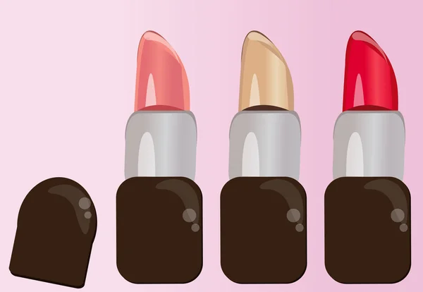 Set of colorful lipstick for makeup — Stockvector