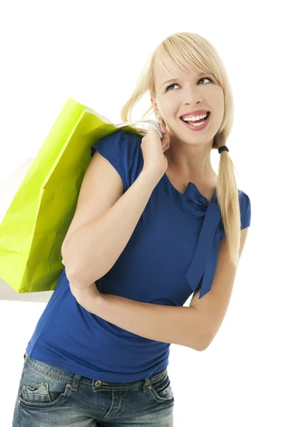 Dívka s nákupními taškami — Stock fotografie