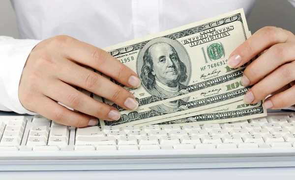 Hands with dollars — Stock Photo, Image