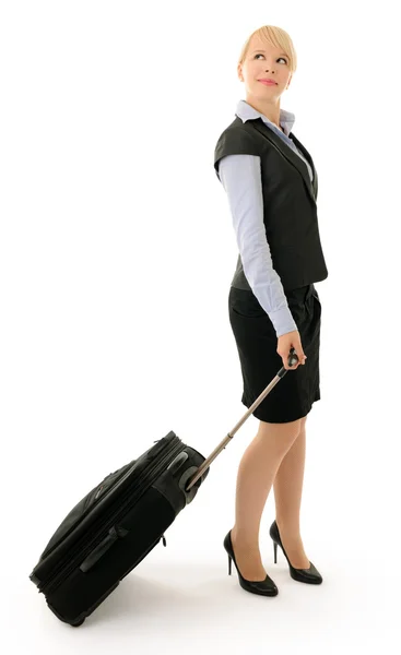 Girl with luggage — Stock Photo, Image