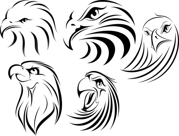 Ensemble visage d'aigle 1 — Image vectorielle