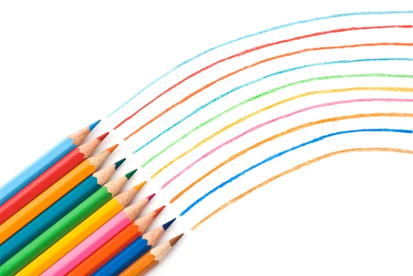 Lápis coloridos sobre fundo branco — Fotografia de Stock