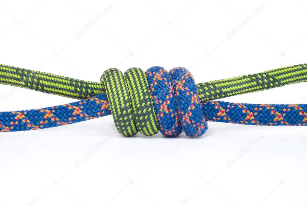 Rope for mountaineering. Grapevine knot.