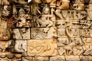 Sanat oymalar angkor wat duvarda