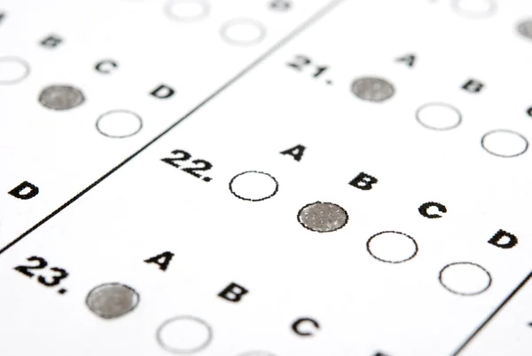 Test score sheet with answers — Stock Photo, Image