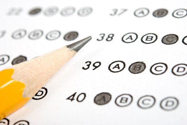 Test score sheet with answers