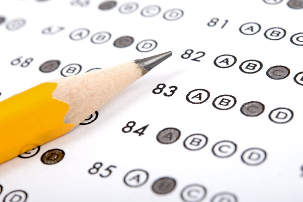 Test score sheet with answers