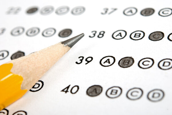 Test score sheet with answers