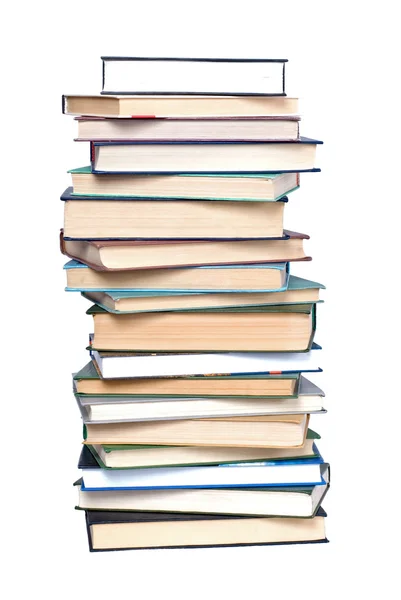 Torre de livros com maçã isolada em branco — Fotografia de Stock