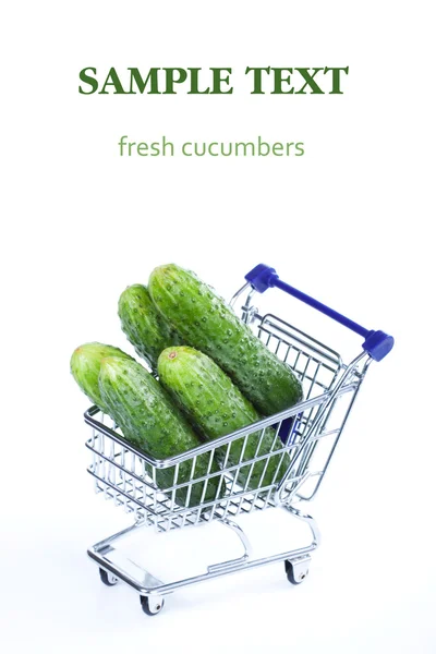 Cucumbers in a shopping cart — Stock Photo, Image