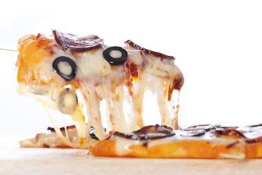 Pizza with melted cheese clipart