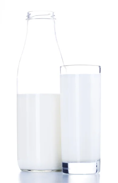 Copo de leite e garrafa — Fotografia de Stock